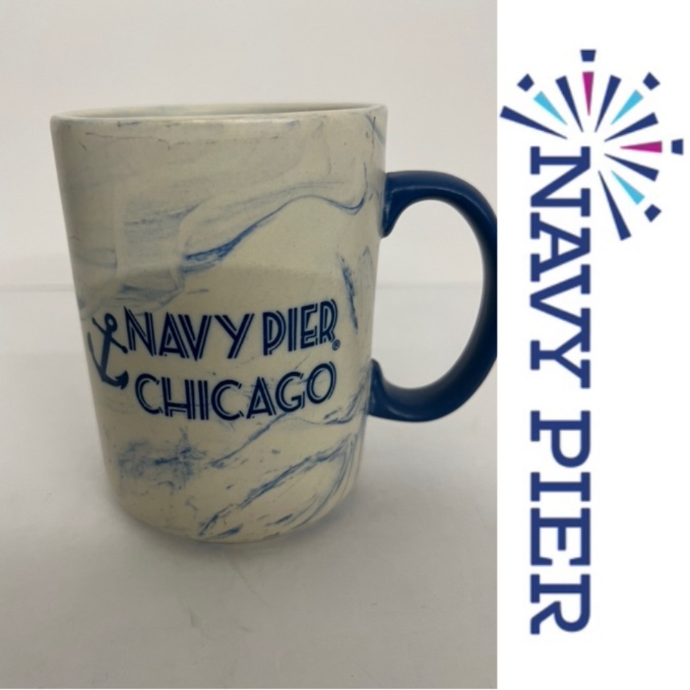 Navy Pier - Chicago - Souvenir Marble Style Pottery Style Coffee Mug